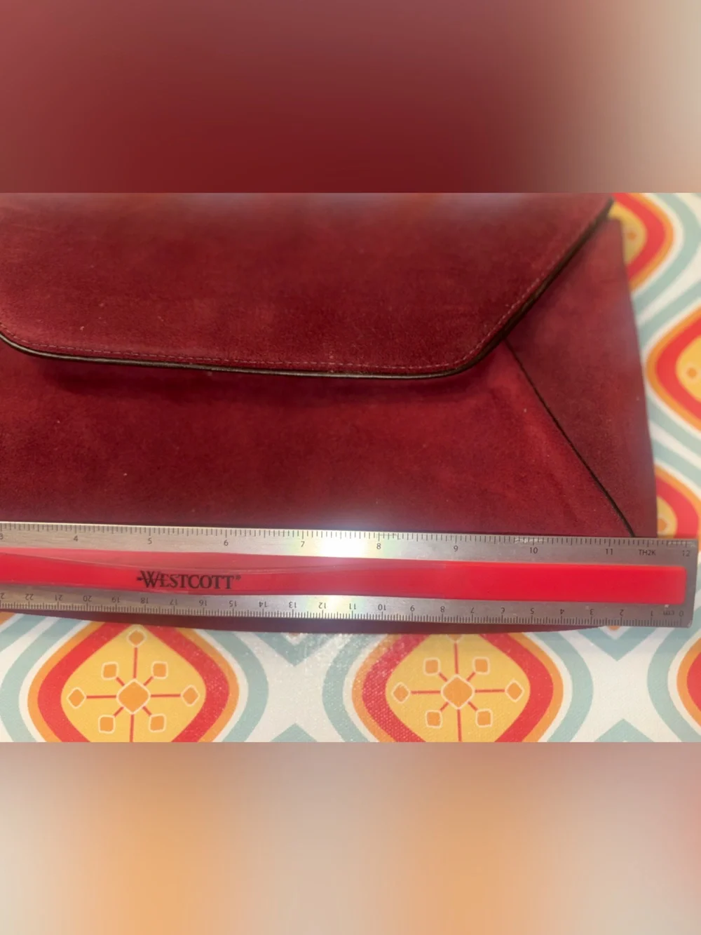 Anne Klein being Calderon Vintage Burgundy Suede Envelope Clutch